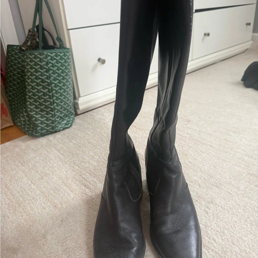 Vince Camuto Black Leather Knee-High Boots - Picture 2 of 5